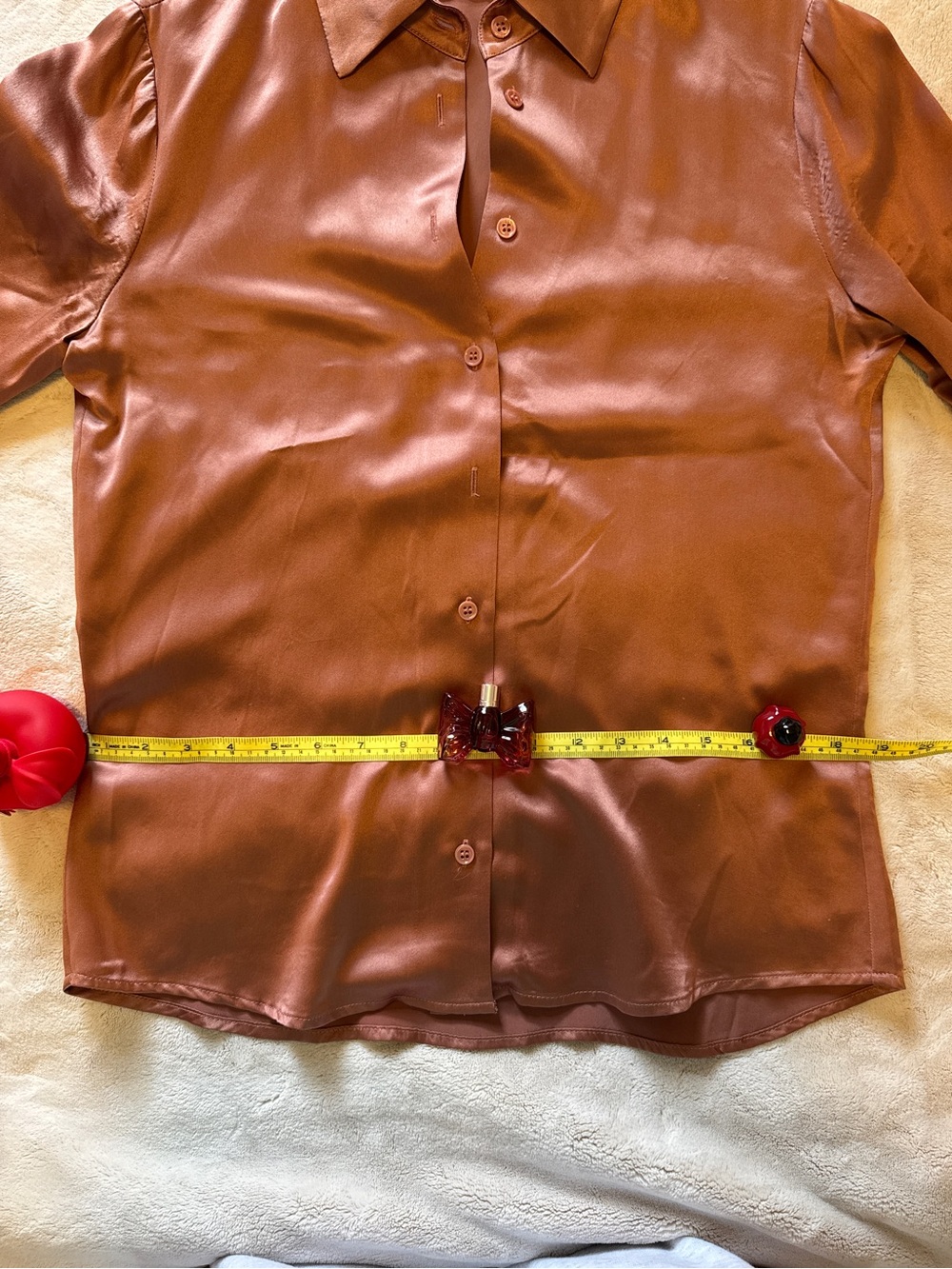 Reformation 100% Silk Pink Rust Button Up Top, XS (Many flaws see pics) - Picture 11 of 15